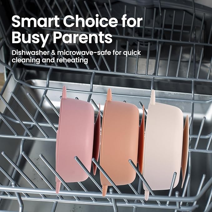 3 Pack Baby Bowls with Suction, Stay Put Silicone Suction Bowls for Babies Toddler Kids, BPA Free, Soft Safe Baby Led Weaning Supplies for Food Bowl, Microwave and Dishwasher Safe