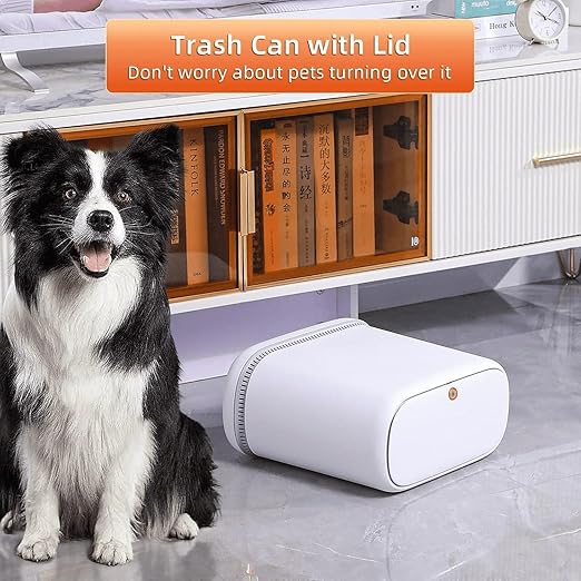 MOPALL Dog Proof Trash Can, 3.3 Gallon Slim Bathroom Trash Can with Locking Lid, Pet Proof Small Garbage Can, Compact Narrow Waste Bin for Bathroom, Kitchen, Office, Bedroom, White