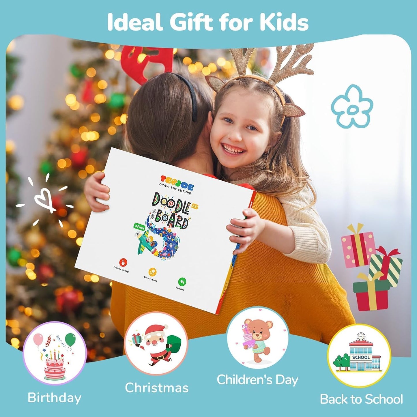 TECJOE LCD Writing Tablet, 8.5 Inch Colorful Doodle Board Drawing Tablet for Kids, Kids Travel Games Activity Learning Toys Birthday Gifts for 3 4 5 6 Year Old Boys Girls Toddlers Preschooler