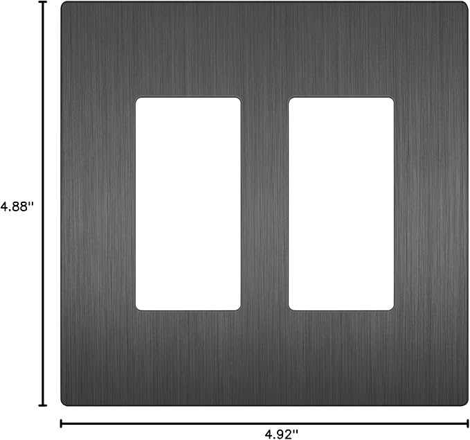 LIDER Brushed Finish Decorator Switch Cover, Screwless Wall Plate, Mid-Size 2-Gang 4.88" x 4.92", Unbreakable Polycarbonate Thermoplastic, UL Listed, LSWP-32M-BSG, Brushed Space Gray
