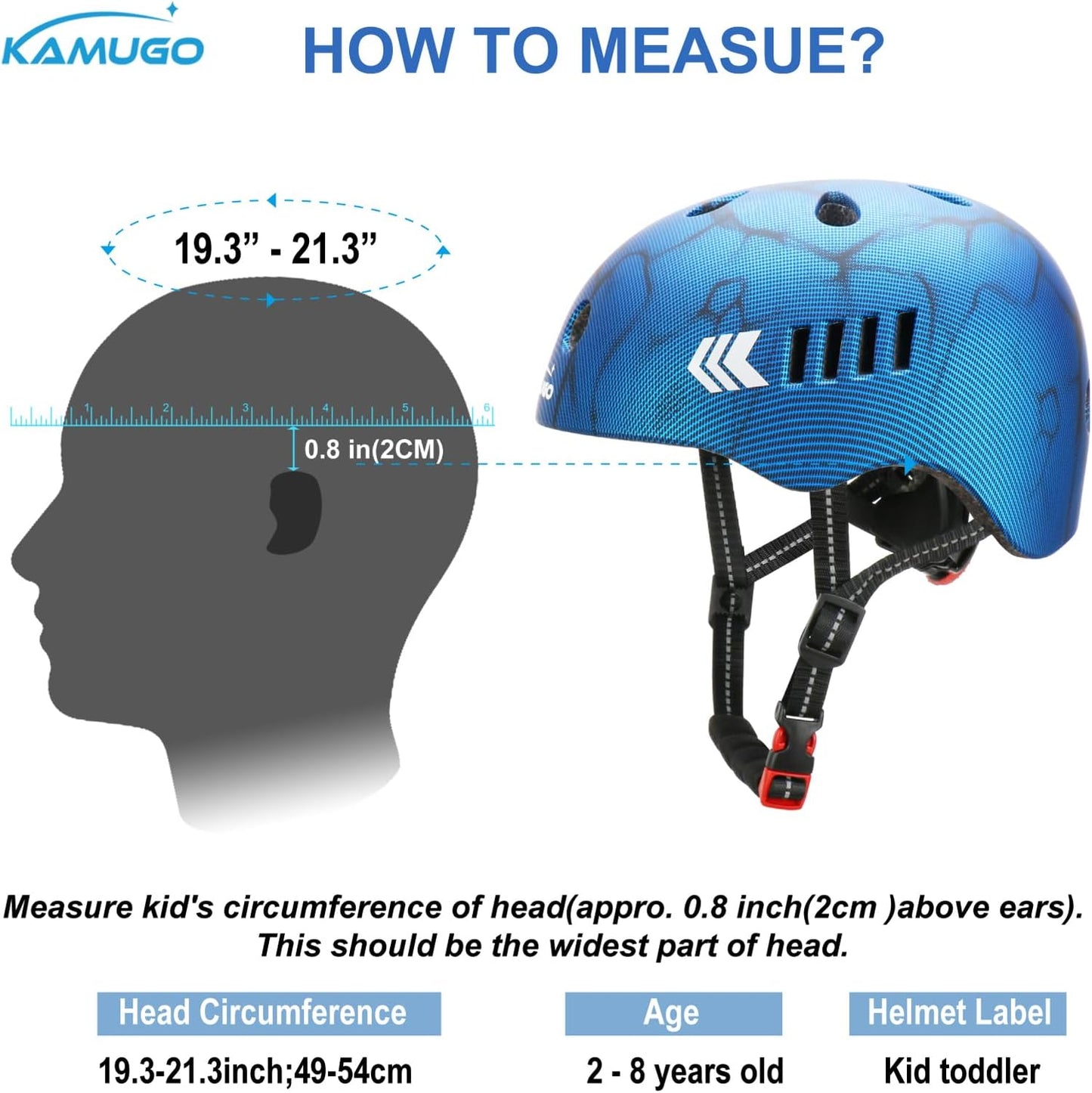 KAMUGO Kids Bike Helmet Set, Toddler Helmet for Ages 2-8 Boys Girls with Sports Protective Gear Set Knee Elbow Wrist Pads for Skateboard Cycling Scooter Rollerblading