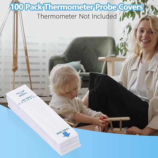 100 Pack Thermometer Probe Covers Compatible with Vicks - Disposable Thermometer Sleeves, Convenient to Use and Enhance Comfort, Clear Temperature Sheath Sleeves for Oral and Rectal