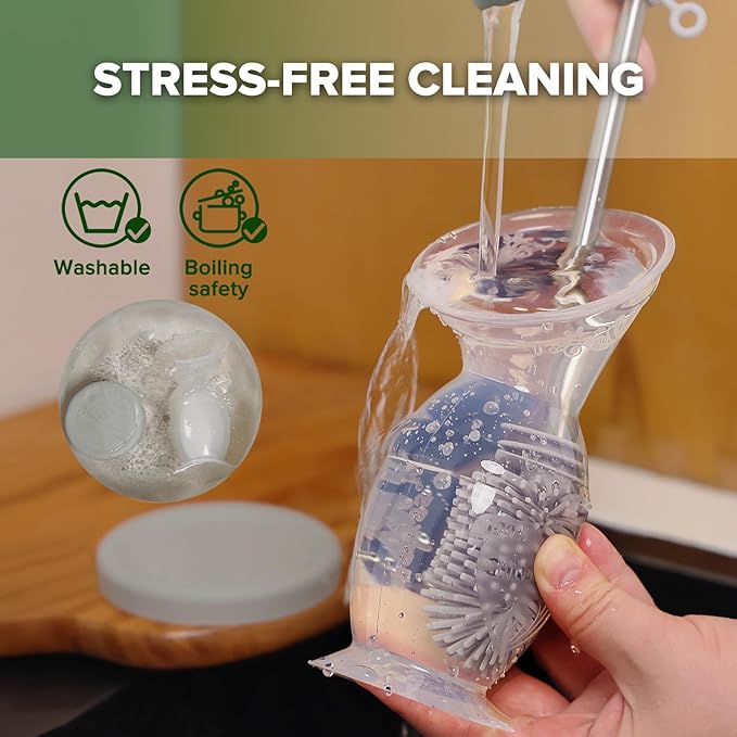 haakaa Manual Breast Pump & Silicone Cap Combo for Nursing Mom (Gray, 5oz. with Base)