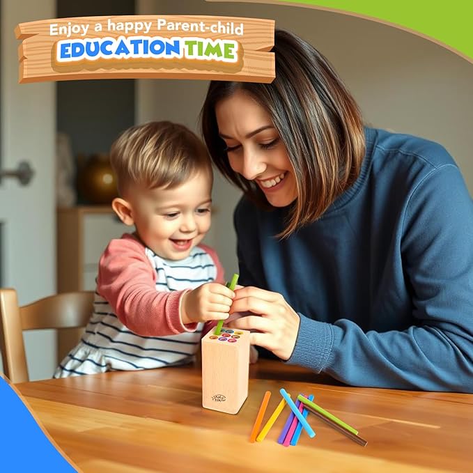 Montessori Toys for 1-3 Year Old: Wooden Learning Fine Motor Skills Toys for Toddlers, Color Sorting Sensory Fidget for Toddlers 1-3, Object Permanence Cause and Effect Boys Small Gifts 12 Month Old