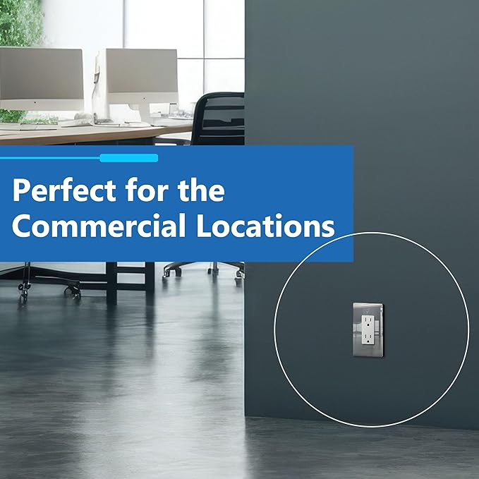 LIDER Decorator Metal Wall Plate, Temperature and Impact Resistant, 201 Stainless Steel, Screwless Cover, Modern Decoration Upgrade, Mid-Size 1-Gang 4.88" x 3.11", Polished Chrome, LSMWP-31M-PC