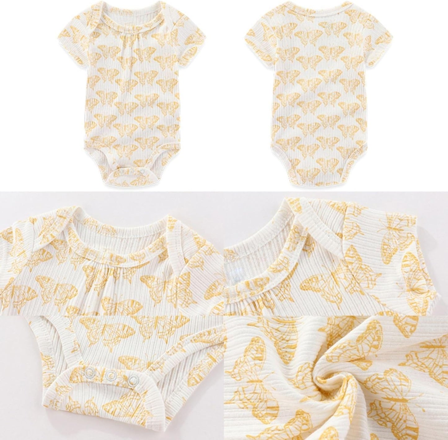 Four Seasons Baby Boy Girl Bodysuits 5-Pack Cotton Comfort Short Sleeve Baby Clothes Soft Infant Outfits