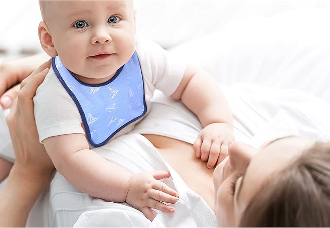 DOKMA Set 8 Organic Cotton Baby Drool Bibs - Bandana Teething Bibs for Baby - Bandana Drool Bibs - Ultra Soft, No Scratch