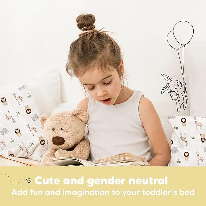 Toddler Pillow with Pillowcase - 13x18 My Little Dreamy Kids Travel Bed Pillows for Sleeping, Organic Cotton Small Pillowcase, Soft & Breathable, Machine Washable, Toddlers 2-5 Years Old (The Wild)