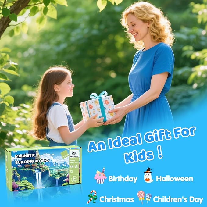 150PCS Magnetic Blocks, Magnetic Building Blocks, Magnet Blocks for Kids Age 3-5 4-8 8-12, STEM Sensory Educational Magnet Stacking Toys Boys Girls Gifts