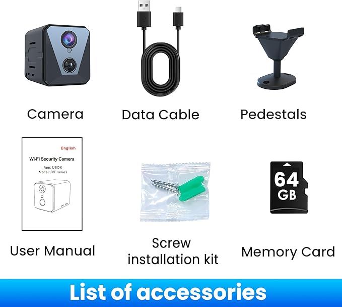 4K WiFi Indoor Camera with 64GB SD Card, Battery Powered Security Cam, 100-Day Standby, AI Human Detection, Night Vision, Real-Time Alert, Baby Monitor, Pet Cam for Home or Office