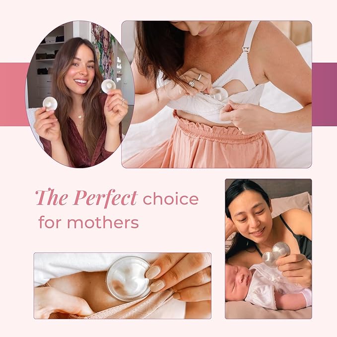 SILVERETTE The Original Silver Nursing Cups, Nipple Covers for Breastfeeding Essentials, Pure 925 Silver Nipple Shields for Breastfeeding Newborn, XL Size with O-Feel Silicone Rings