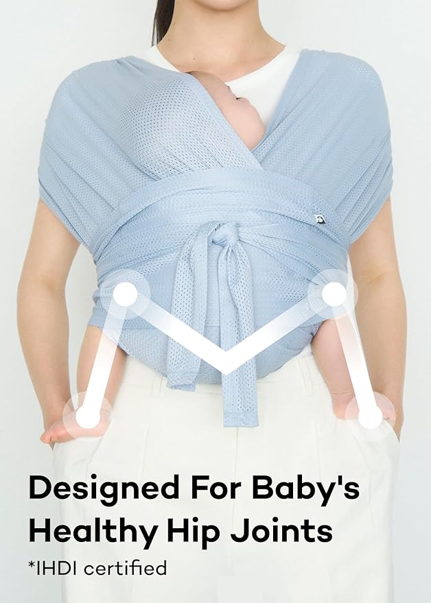 Konny Baby Carrier Flex AirMesh with Head Support- Adjustable, Easy to Wear Baby Wrap Sling, Perfect for Newborn Babies Essentials up to 44 lbs (XS-XL) -Charcoal