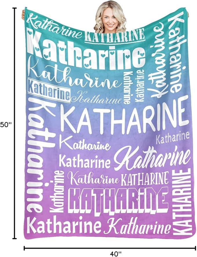 Personalized Blankets with Name Custom Blanket for Adult Kids Baby Customized Blanket Monogrammed Blankets Gifts for Women Men Girls Boys