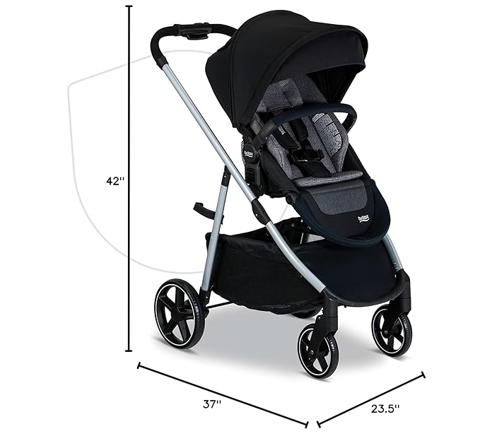 Britax Grove™ Modular Stroller, Lightweight Stroller with CozyFit™ Insert and Bumper Bar, 6 Ways to Ride, SafeWash, Pindot Onyx