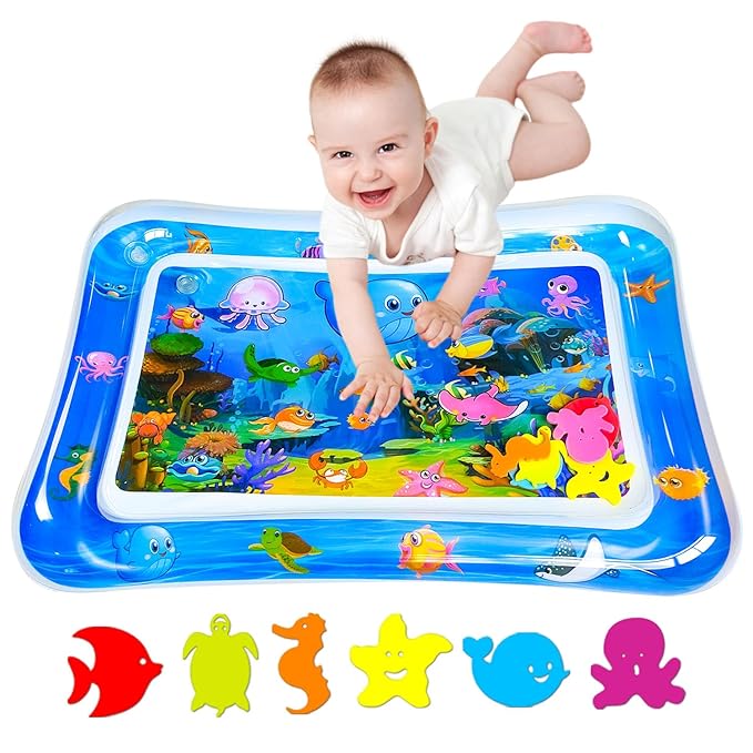 ZHUYNXIR Water mat Infant Toys, Water mat Baby, Inflatable Play Mat Water Cushion Baby Toys, Fun Early Development Activity Play Center for Newborn (27.5x20 in)