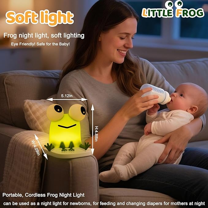 DREAMING MY DREAM Frogs Night Light,Dimmable Silicone Animal Nursery Night Light,Frogs Lamp Decor for Kids Room Bedroom,Birthday Christmas Unique Gift for Kids boy GirlsFrogs