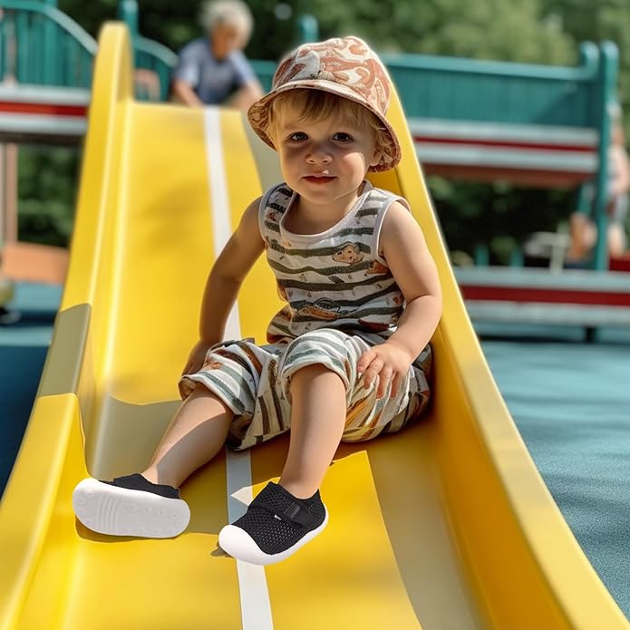 Baby First-Walking Shoes 1-4 Years Kid Shoes Trainers Toddler Infant Boys Girls Soft Sole Non Slip Cotton Canvas Mesh Breathable Lightweight TPR Material Slip-on Sneakers Outdoor