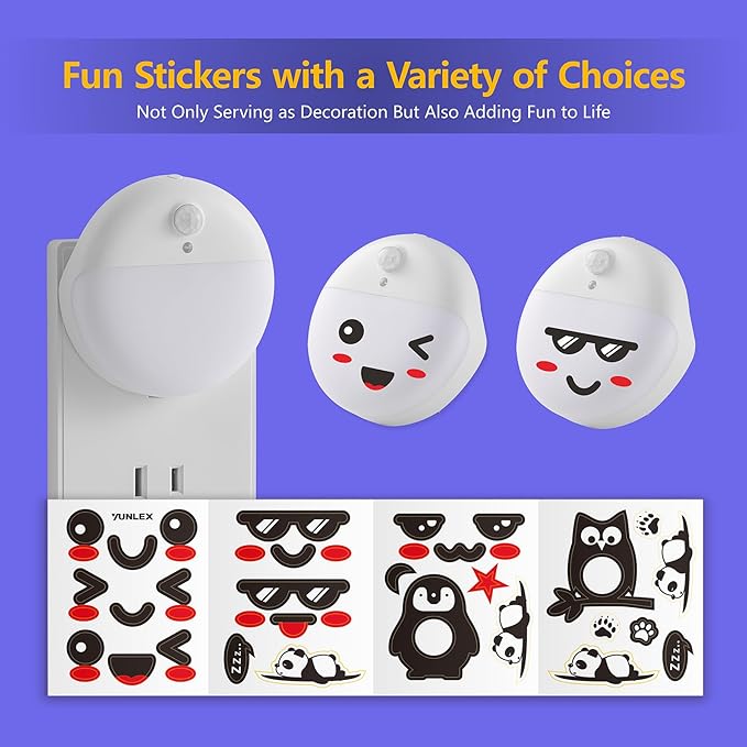 2 Pack Plug in Night Light, Dusk to Dawn, 3 Lighting Ways, Stepless Dimming, Auto On/Off Light Sensor, Blue LED Nightlight for Bathroom, Hallway, Stairs, Bedroom, Kitchen, Kids