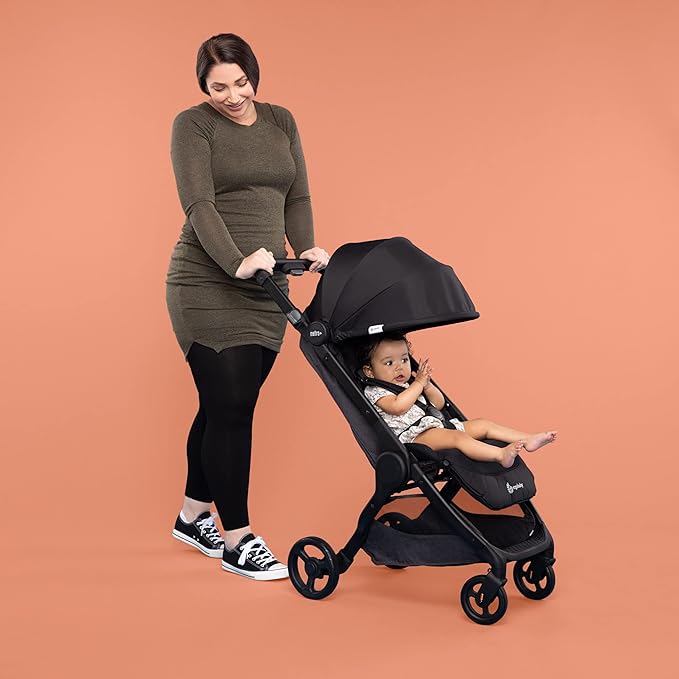 Ergobaby Metro+ Compact Baby Stroller, Lightweight Umbrella Stroller Folds Down for Overhead Airplane Storage (Carries up to 50 lbs), Car Seat Compatible, Black
