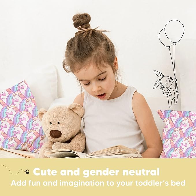 Toddler Pillow with Pillowcase - 13x18 My Little Dreamy Kids Travel Bed Pillows for Sleeping, Organic Cotton Small Pillowcase, Soft & Breathable, Machine Washable, Toddlers 2-5 Years Old (Unicorn)