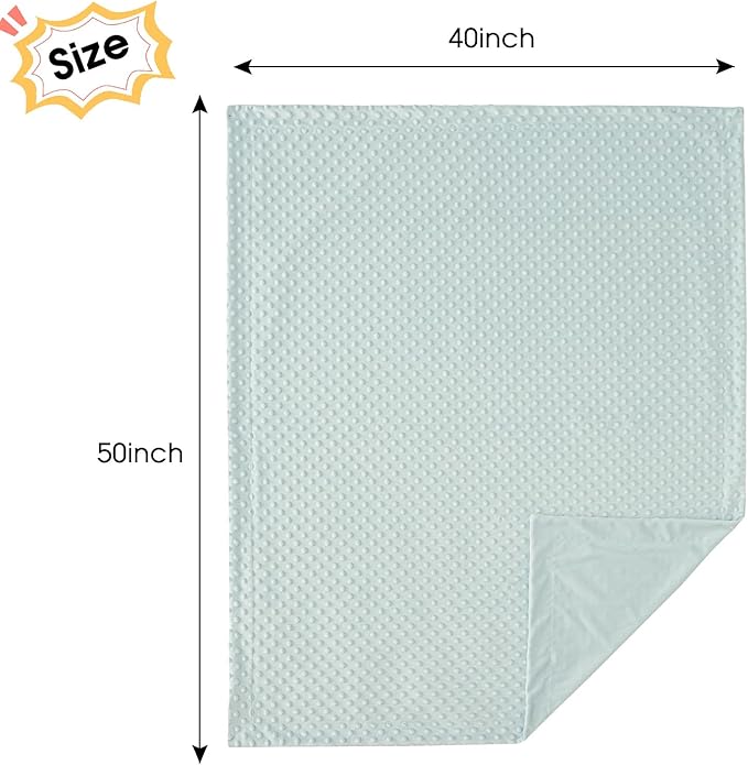 david's kids Micro Fleece Minky Baby Blanket for Boys Girls Neutral with Double Layer and Soothing Raised Dots, 40x50 Inches Breathable and Soft Lightweight Receiving Blanket for Newborns, Light Blue