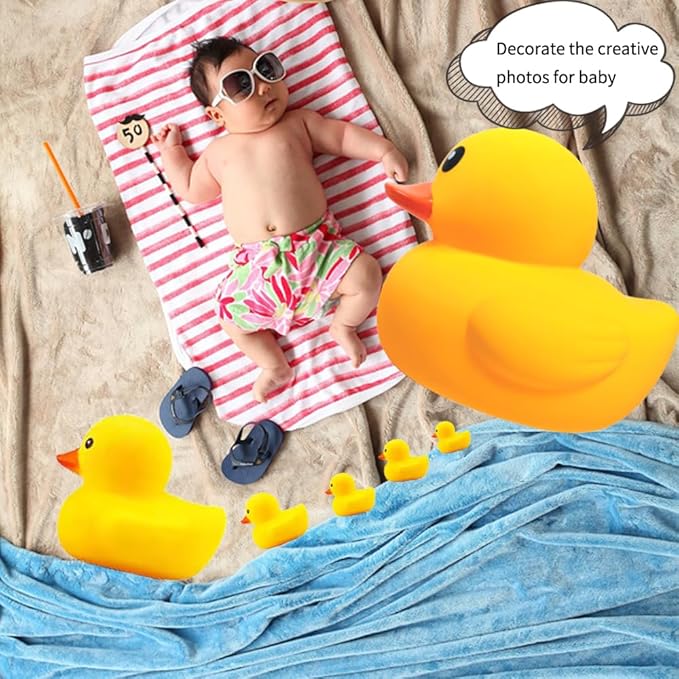 17.7" Giant Rubber Yellow Duck/Duckies, Kalafona No Hole Large Huge Giant Jumbo Duck Bath Toy No Bebe Noise Bathtub Toys Waterproof Without Hole For Baby Shower Birthday Party Favors Beach Summer Pool