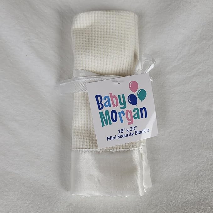 Thermal Waffle Knit Baby Blanket - Soft Breathable Mini Blanket for Newborns and Infants - Toddler Blankey for Strollers, Travel, Naptime, Nursery and More - 18" x 20" (White, Satin Trim)