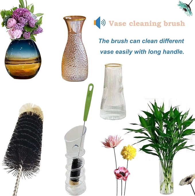 2 Pack 16" Bottle Brush, Dokpod Long Handle Cleaning Brushes for Long Narrow Neck Bottle Cleaning Water Beer Wine Sports Bottle Thermos Flask Bottles Cleaning Hummingbird Feeder Vase Cleaning Brushes