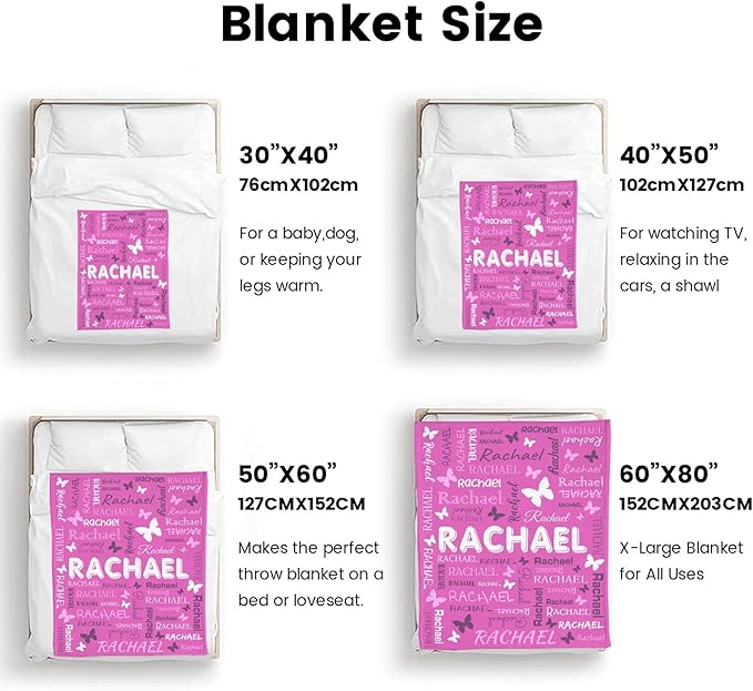 Personalized Throw Blanket with Name Custom Blankets Customized Baby Blanket for Girls Kids Adult Birthday Gift