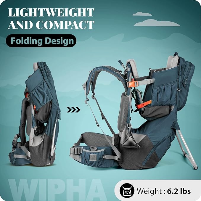WIPHA Upgraded Baby Carrier, Hiking Backpack with Ergonomic Pro Design, Lightweight Large Capacity Toddler Carrier