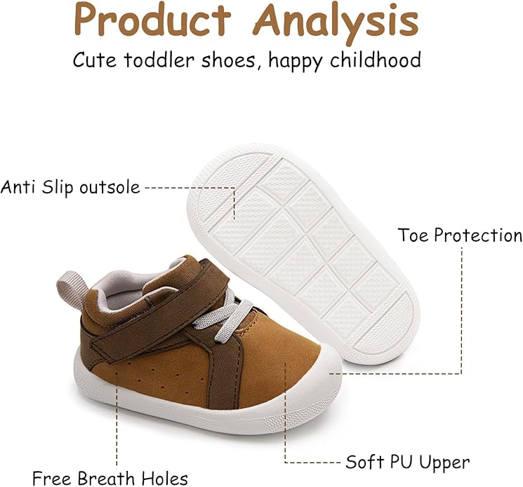 Wide Baby Shoes Boys Girls Zero Drop Barefoot Infant First Walkers Lightweight Soft Nonslip High Top Toddler Sneakers for 6-24 Months