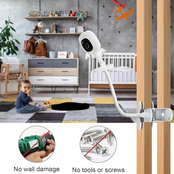 Baby Monitor Mount Compatible with Nanit Pro Smart Baby Monitor & Flex Stand ,Also for Cameras with 1/4 Screw Mount Flexible Long Gooseneck ArmBaby Camera Holder Stand Without Tools