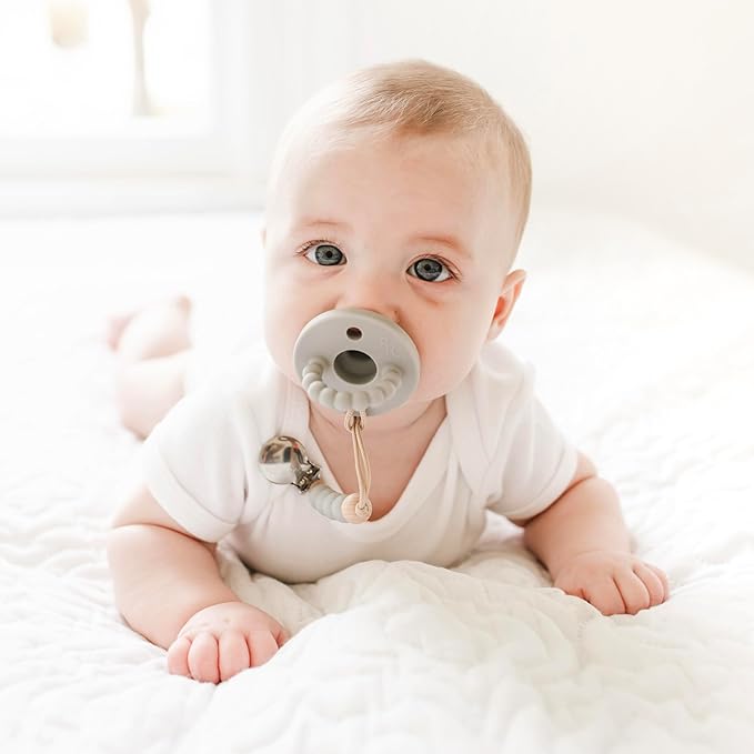 Ryan & Rose Cutie PAT All-in-One Pacifier and Teether Massaging Teething Ring and Hideaway Binky for Growing Babies (Prep (3 Pack), Stage 1)