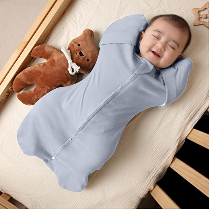 MEXXI Swaddle Baby Sleep Sack With Arms Up, 2 Pack Baby Transitional Swaddle with Double Zipper,0.5 TOG
