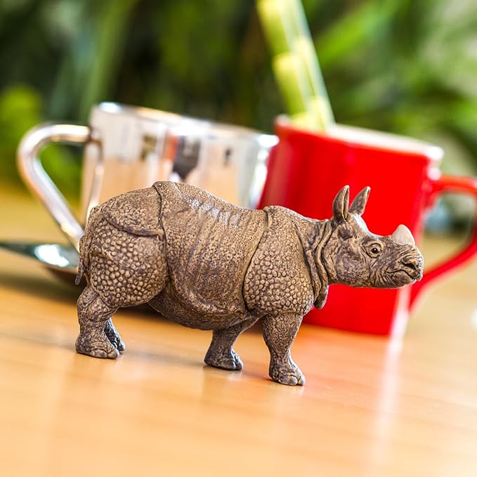 Safari Ltd. Indian Rhino Figurine - Realistic 5" Rhinoceros Figure - Educational Toy for Boys, Girls, and Kids Ages 3+