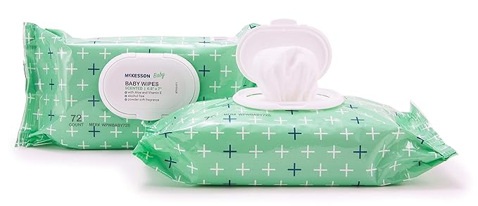 McKesson Baby Wipes, Unscented (12 Pack, 864 Wipes) - Aloe & Vitamin E, 99% Water, Flip-Top Lid, Wipes for Sensitive Skin & Diaper Rash, 6.8 in x 7 in, 72 per Pack