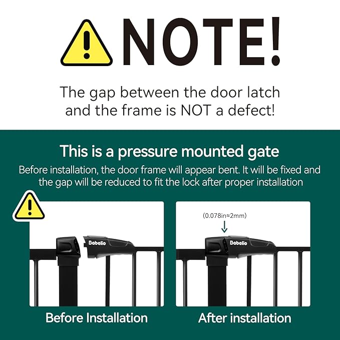 Babelio Metal Auto Close Baby Gate PressGuard P7,Extra Wide Pet Gate for The House and Doorways, Pressure Mounted Walk Thru Child Gate with Door (Black, 30" Tall 29"-48" Wide)