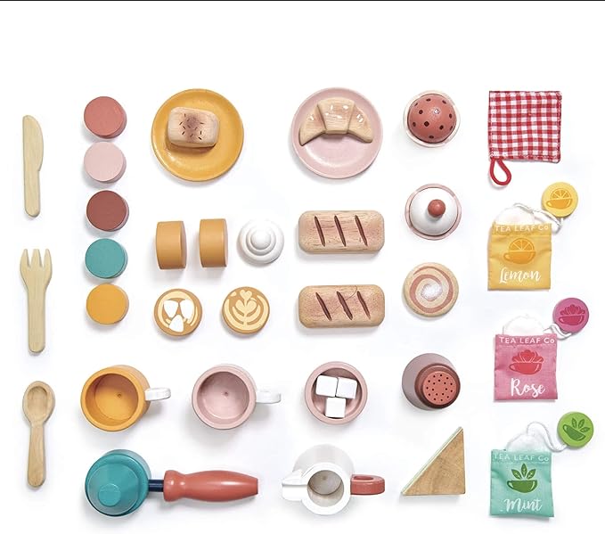 Tender Leaf Toys - Bird's Nest Café - 40 Pcs One-Stop Pretend Play Coffee Shop for Kids, Bakery and Cafe Set with Accessories - Promote Imaginative and Social Skills Development - Age 3+