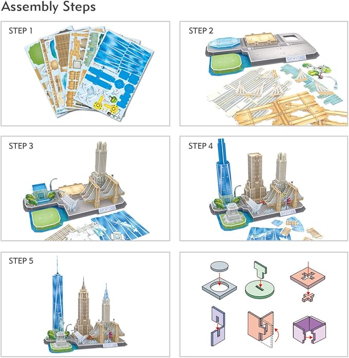 3D Puzzles for Kids Ages 8-10 Arts Crafts for Kids Ages 8-12 New York Cityline 3D Architecture Crafts for Girls Ages 8-12, Toys Gifts for 8 Year Old Girls Gifts for 10 Year Old Girl Building Model