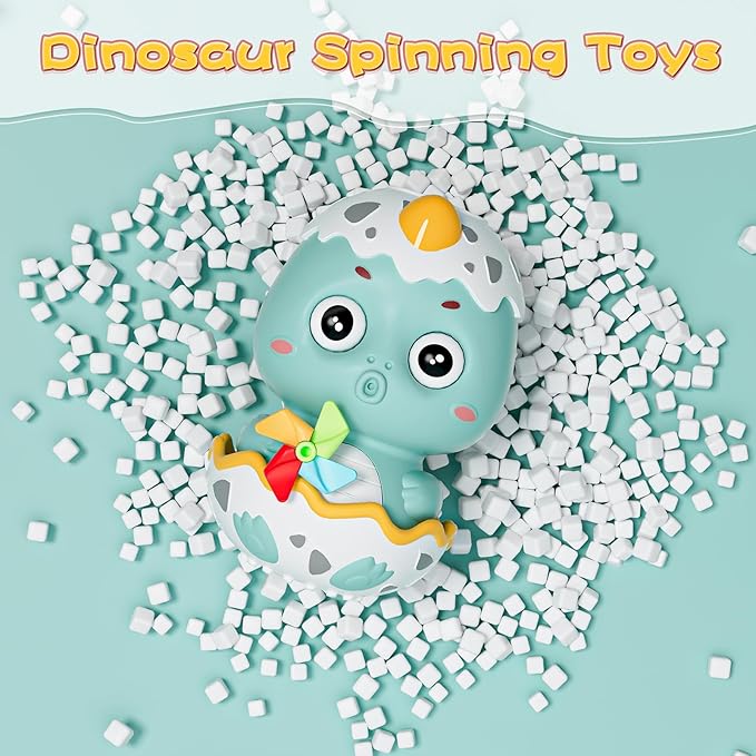 Bath Toys for Toddler 1-3, Kids Bathtub Time, Slide Wall Track for 1 2 Year Old, Dinosaur Spinning Toys 12-18 Months , Fun Birthday Gift for Baby Boys & Girls