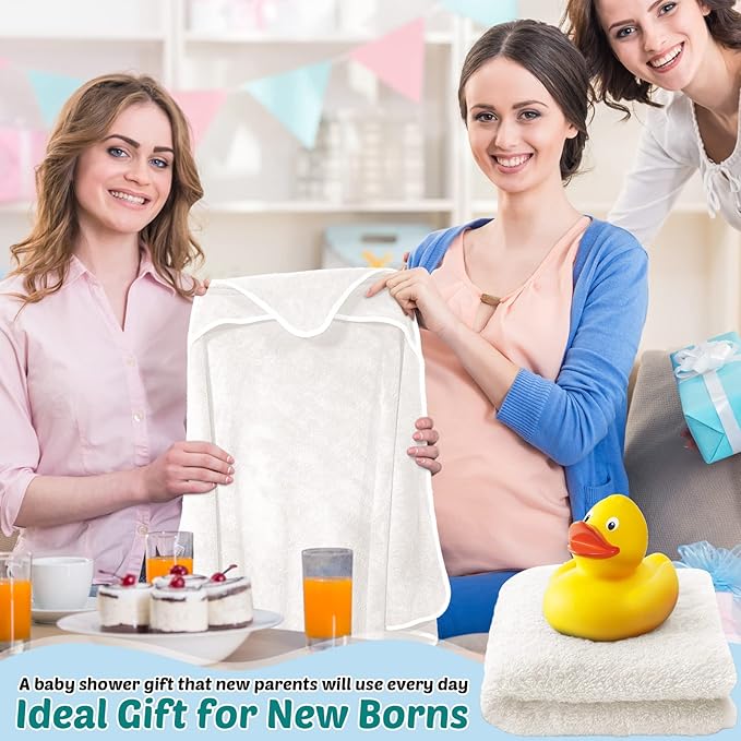 Chumia 6 Pack Baby Bath Towel Coral Fleece Soft Absorbent Newborn Hooded Towel for Kid 30 x 30 Inch Toddler Bath Blanket for Babies Infant Shower Gift(White)