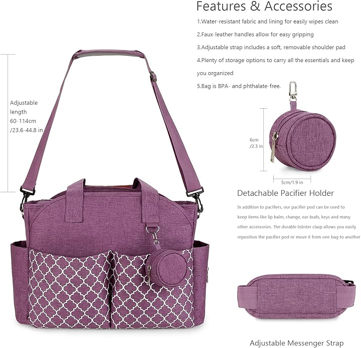 Lmbabter Diaper Bag Tote with Changing Station Upgrade Multi-Function Baby Bag with Adjustable Shoulder Strap