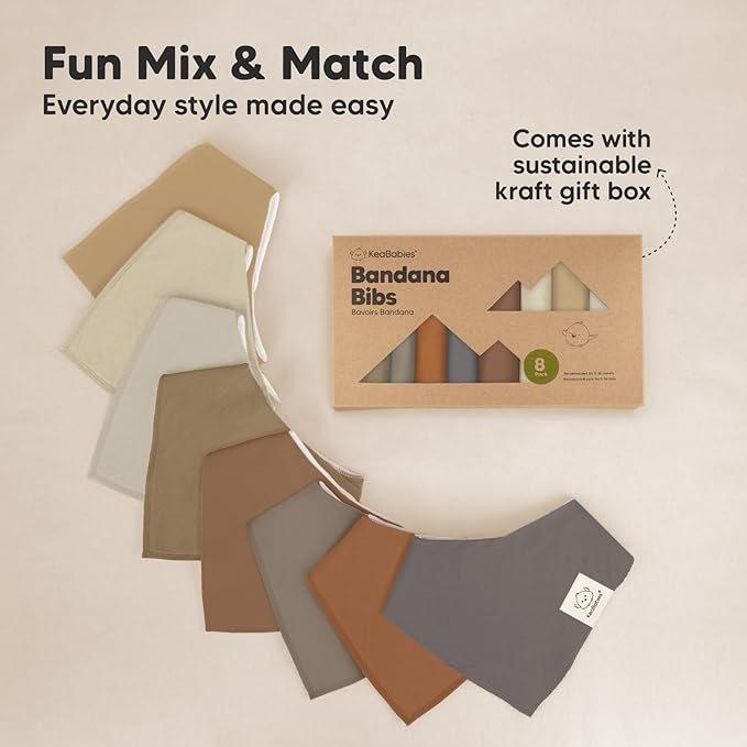 8-Pack Organic Baby Bandana Bibs for Boys, Girls - Super Absorbent Triangle Baby Bibs for Drooling and Teething Infant, 100% Cotton Extra Soft for Newborn, Infant 0-36 Months (Terracotta)