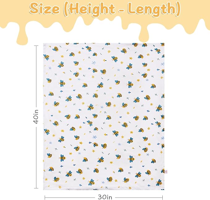 QSTEHEML Baby Blankets Neutral for Boys Girls,Super Soft Nursery Minky Blanket Unisex, Baby Gifts Double Layer with Dotted Backing, Newborn Blankets for Crib Stroller(Bee, 30 * 40inch)