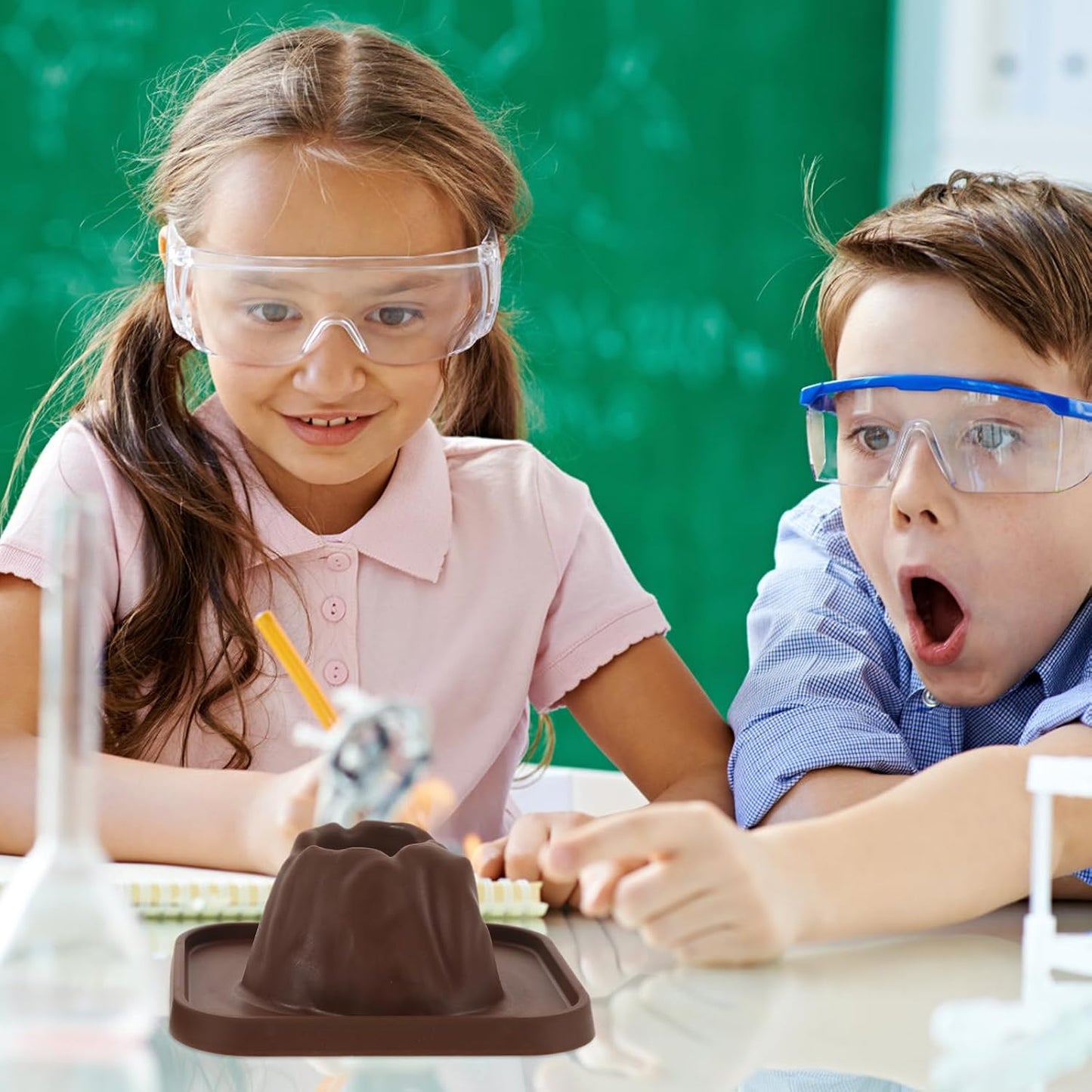 Volcano Science Kit for Kids:School Figure Model Experiment,DIY Demonstration Props Erupting Volcano Toy Fun Educational Science Experiment for Ages 4-6 Perfect for Group Activities and Stem Learning