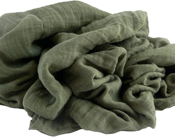 RED ROVR 100% Organic Cotton Muslin Swaddle | Newborn Receiving Blanket | Boy, Girl, Unisex | Soft, Lightweight, Breathable | Burping, Nursing, Swaddling | 44" x 44" | Dark Green