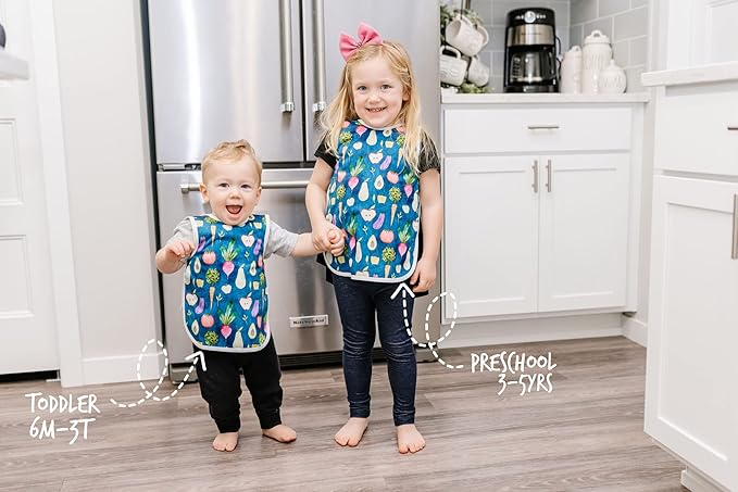 BapronBaby Construction Zone Bapron - No Neck Tie Safer Bib for Baby & Toddler - Soft Waterproof Stain Resistant - Machine Washable - Sz Baby/Toddler 6m-3T