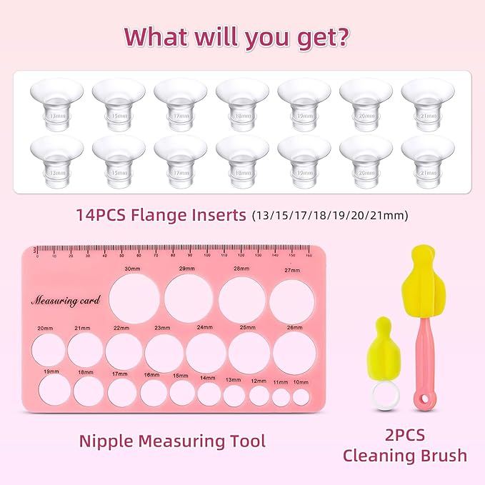 Flange Inserts 20mm 8PC Compatible with Momcozy S12 pro/S9 pro/S9/S10/S12/Medela/TSRETE/Spectra/Bellababy etc 24mm Wearable Breast Pump, Reduce 24mm Tunnel Down to Correct Size