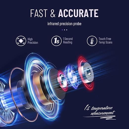 No-Touch Thermometer for Adults and Kids, Digital Thermometer with Fever Alarm, Fast Accurate Results, Easy for All Ages, FSA Eligible (Purple)