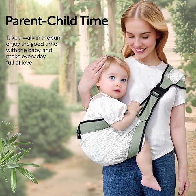 Baby Mesh Sling Carrier Toddler Carrier for Boys & Girls, Lightweight Breathable Summer Baby Wrap, Adjustable & Non-Slip Half Wrapped Baby Carrier (Mesh-Green)